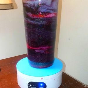 Custom handmade tumbler made by Carrie alcohol inks red black white